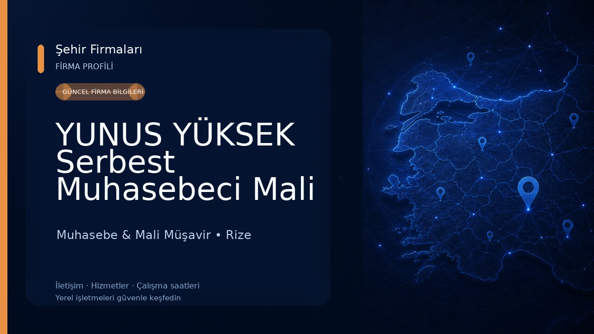 YUNUS YÜKSEK Serbest Muhasebeci Mali Müşavirlik Bürosu Muhasebe & Mali Müşavir